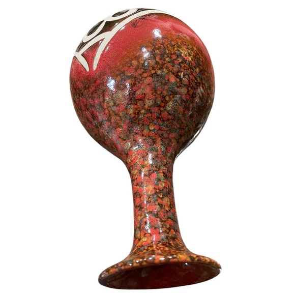 Vintage Red Rust Speckled Earthtone And Unglazed Abstract Design Ceramic Vase - Picture 6 of 16